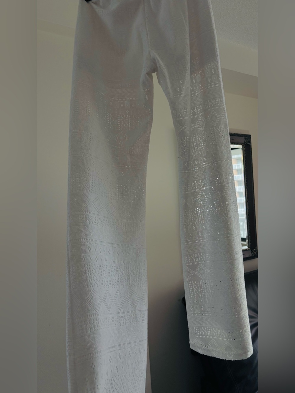 Patterned  Lace Pants.  Wide Leg  Made in USA Medium